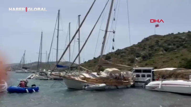 Bodrum'da Fırtına Kabusu! Tekneler Karaya Vurdu, Seferler İptal!