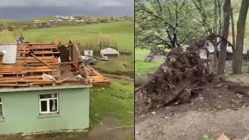 Muş'ta Fırtına Felaketi! Çatılar Uçtu, Köyde Hayat Durdu!