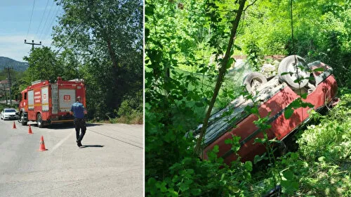 Sapanca'da otomobil şarampole devrildi: Sürücü ile eşi yaralandı
